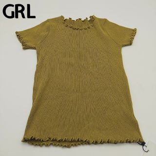 グレイル(GRL)のGRL  メロウフリル　プチハイネック　リブトップス　半袖　レディース　M(ニット/セーター)