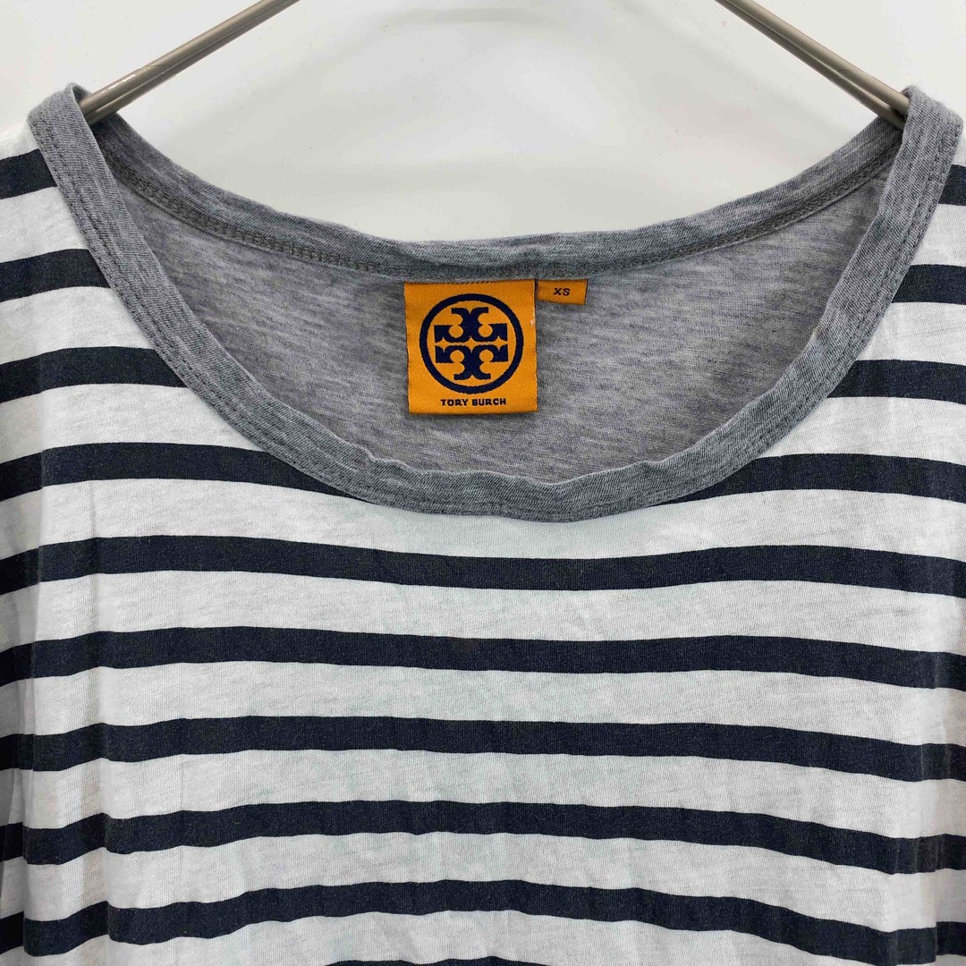 Tory Burch(トリーバーチ)のTORYBURCH トリーバーチ レディース Tシャツ 半袖　ボーダー　グレー レディースのトップス(Tシャツ(半袖/袖なし))の商品写真