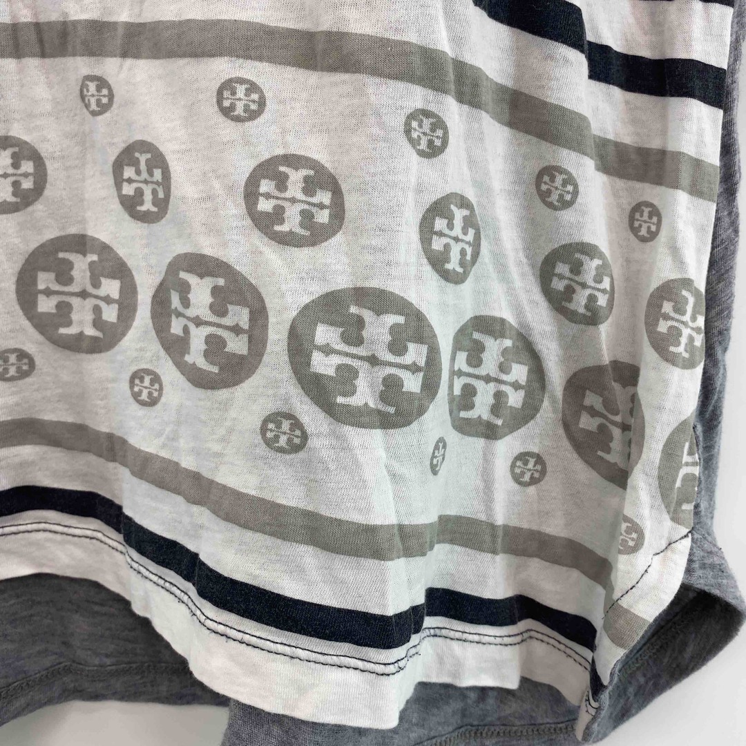 Tory Burch(トリーバーチ)のTORYBURCH トリーバーチ レディース Tシャツ 半袖　ボーダー　グレー レディースのトップス(Tシャツ(半袖/袖なし))の商品写真