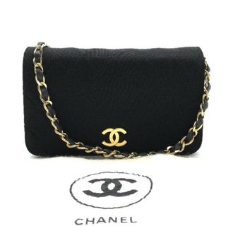 シャネル(CHANEL)の美品 CHANEL シャネル ココマーク ミニマトラッセ コットン プッシュロック チェーン ショルダー バッグ ブラック a2565(ショルダーバッグ)