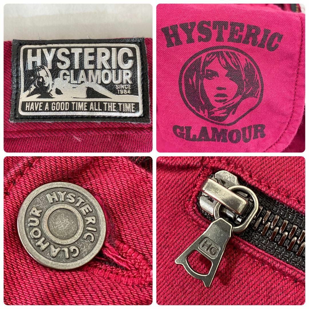 HYSTERIC GLAMOUR(ヒステリックグラマー)のヒステリックグラマー　サイドロゴジップデカラーデニム　レッド　26 スキニー レディースのパンツ(カジュアルパンツ)の商品写真