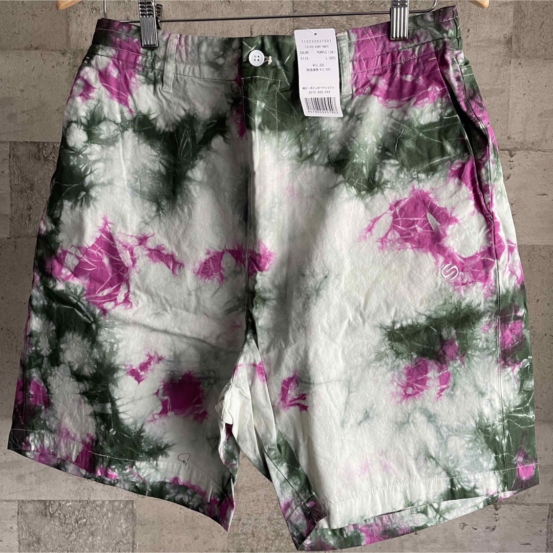 SILAS(サイラス)の新品タグ付き SILAS サイラス TIE-DYE ショートパンツ パープル L メンズのパンツ(ショートパンツ)の商品写真