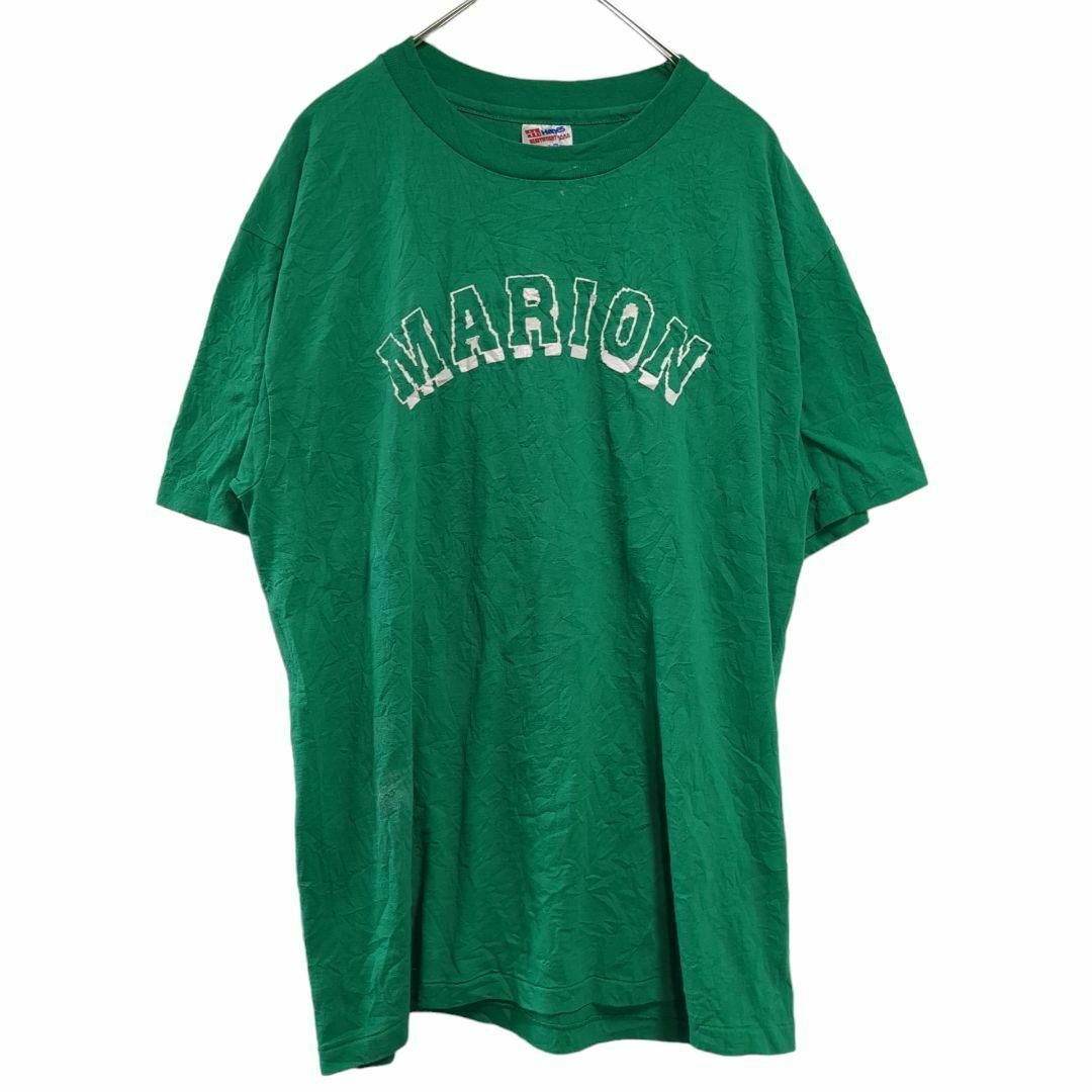 Hanes　カレッジロゴ半袖Tシャツ　ヴィンテージ90's 緑メンズL　21 メンズのトップス(Tシャツ/カットソー(半袖/袖なし))の商品写真