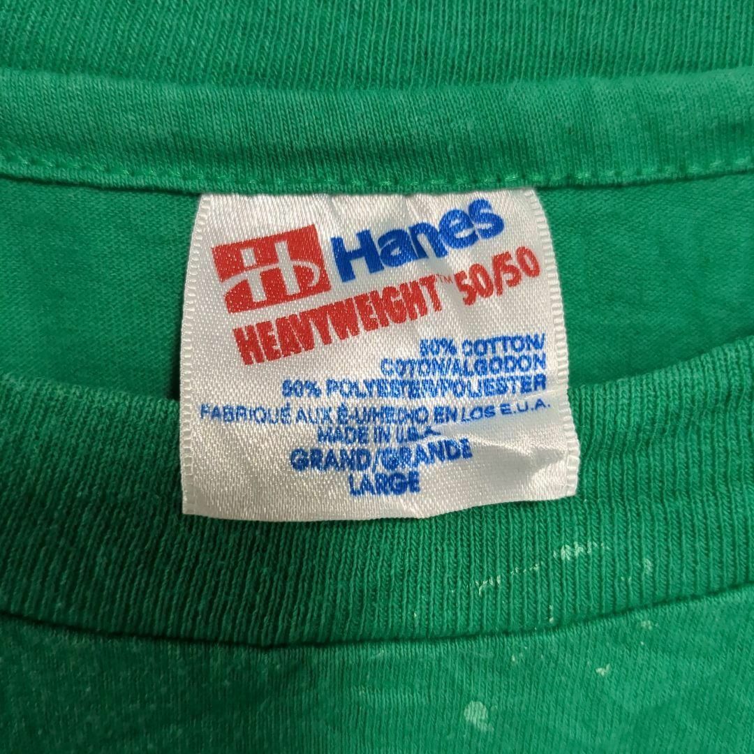 Hanes　カレッジロゴ半袖Tシャツ　ヴィンテージ90's 緑メンズL　21 メンズのトップス(Tシャツ/カットソー(半袖/袖なし))の商品写真