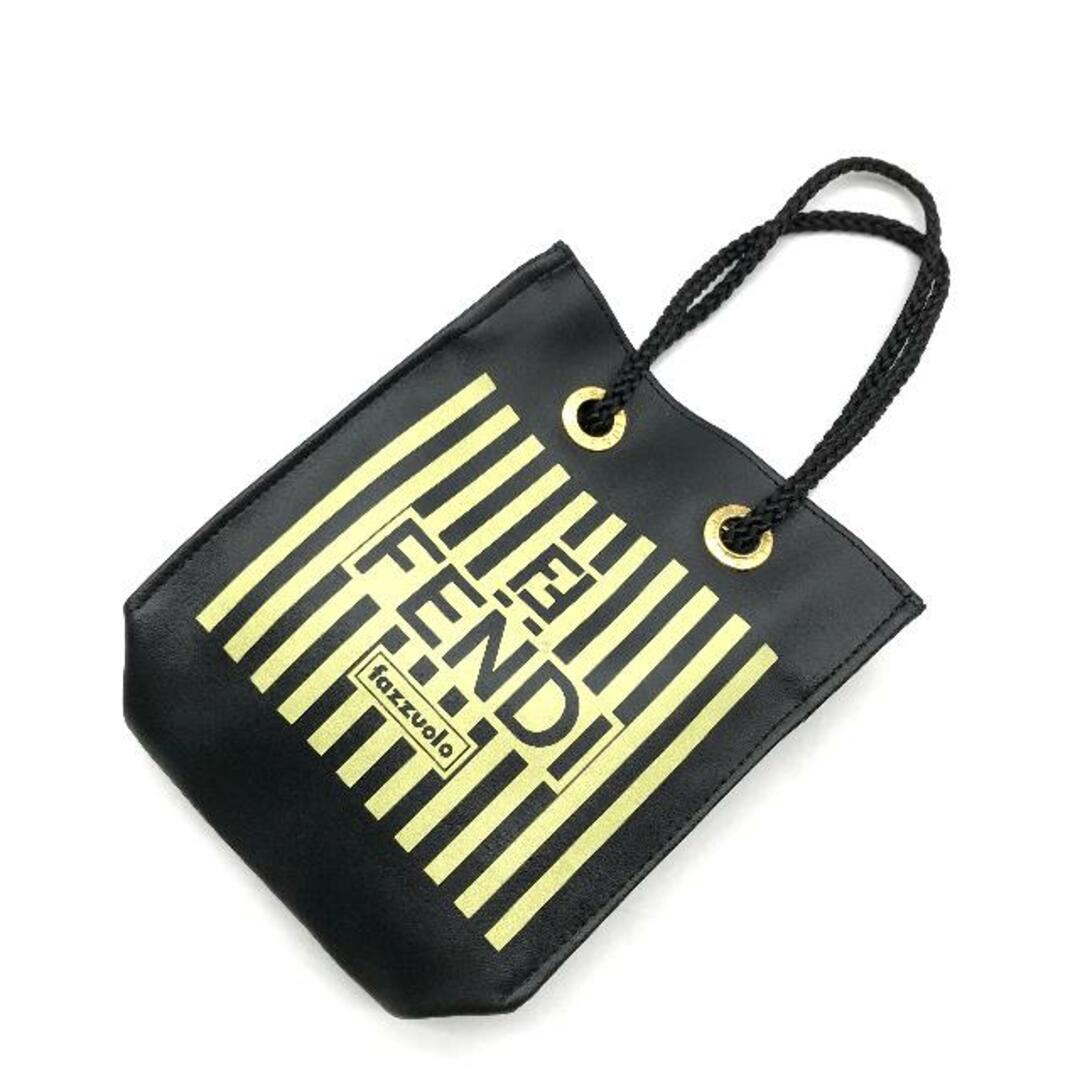 Ferragamo(フェラガモ)の美品 FENDI フェンディ ロゴ ペカン柄 ラバー レザー ロープハンドル ミニ ハンド バッグ ブラック a2935 レディースのバッグ(ショルダーバッグ)の商品写真