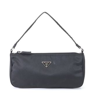 プラダ(PRADA)の美品 プラダ テスート ナイロン 三角ロゴ ハンドバッグ トップハンドル トート ブラック ショルダー 定番 レディース MME U4-9(ハンドバッグ)