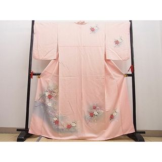 平和屋野田店■訪問着　友禅　扇面枝花文　暈し染め　逸品　n-yc6208(着物)