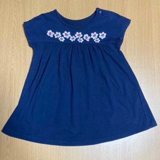 ユニクロ(UNIQLO)のUNIQLO★花柄ワンピース★ネイビー★花柄刺繍★80cm(ワンピース)