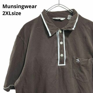 マンシングウェア(Munsingwear)のMunsingwear　ゴルフポロシャツ　半袖ウェア　茶メンズ2XL 19(ウエア)