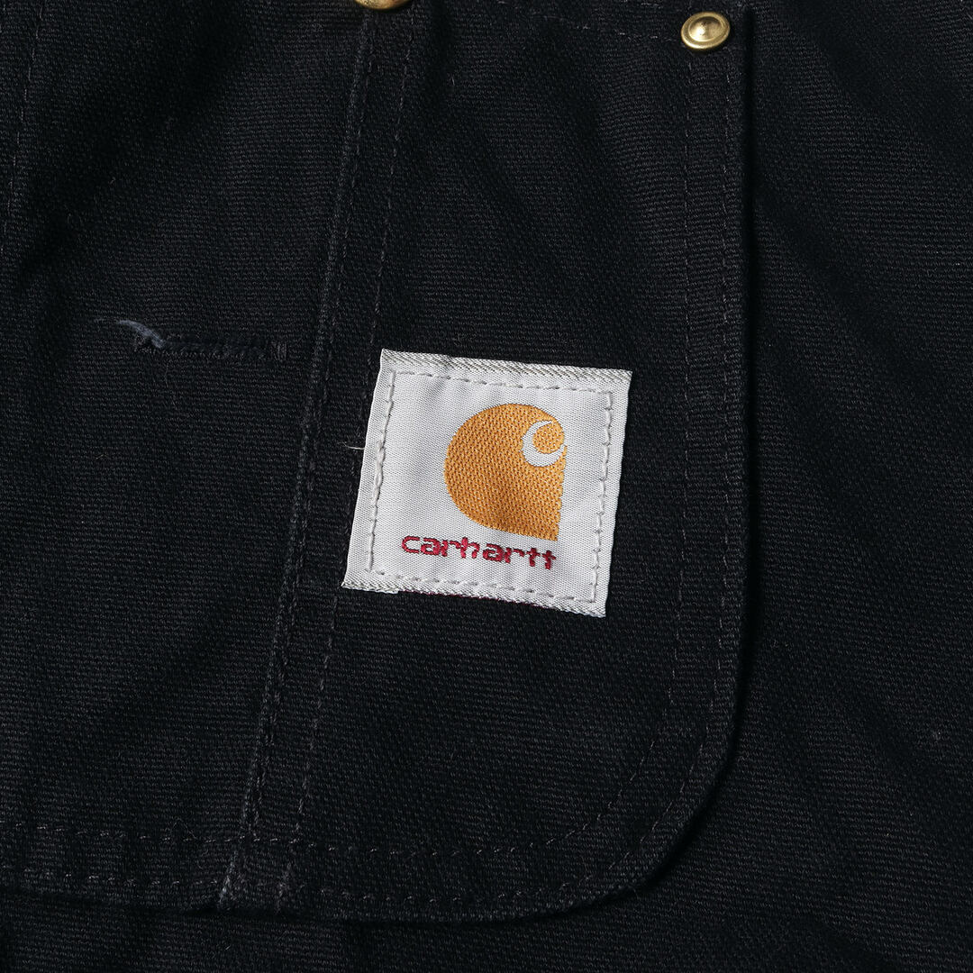 carhartt(カーハート)のCarhartt カーハート サイズ:42 90～00s 裏地キルティング ダック ダブルニー ペインター オーバーオール ブラック 黒 ボトムス ズボン 古着【メンズ】【中古】 メンズのパンツ(サロペット/オーバーオール)の商品写真