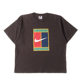 NIKE / vintage ナイキ ヴィンテージ Tシャツ サイズ:L 90s テニスコート グラフィック クルーネック 半袖Tシャツ ブラウン 90年代 古着 トップス カットソー【メンズ】【中古】(Tシャツ/カットソー(半袖/袖なし))