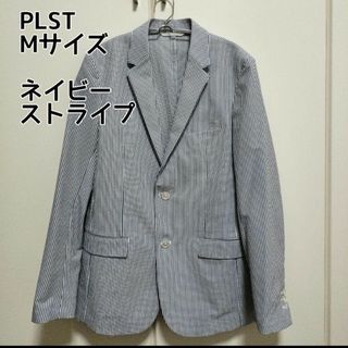 PLST - 美品 PLST テーラードジャケット Mサイズ ネイビー細ストライプ