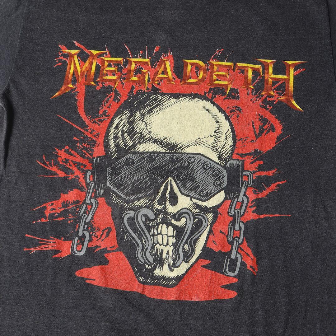 80s MEGADETH WAKE-UP DEAD TOUR 1987 クルーネック 半袖 Tシャツ ブラック 黒 サイズ:詳細参照(L位) 80年代 Vintage Music Item ヴィンテージ 古着 トップス カットソー バンドT ロックT【メンズ】【中古】 メンズのトップス(Tシャツ/カットソー(半袖/袖なし))の商品写真