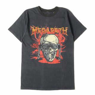 80s MEGADETH WAKE-UP DEAD TOUR 1987 クルーネック 半袖 Tシャツ ブラック 黒 サイズ:詳細参照(L位) 80年代 Vintage Music Item ヴィンテージ 古着 トップス カットソー バンドT ロックT【メンズ】【中古】(Tシャツ/カットソー(半袖/袖なし))