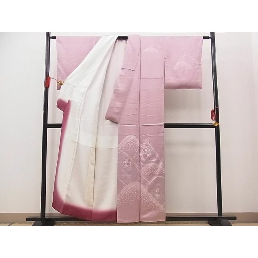 平和屋野田店■訪問着　絞り　刺繍　重ね山鏡裏花文　銀彩　逸品　未使用　n-sa4115 レディースの水着/浴衣(着物)の商品写真