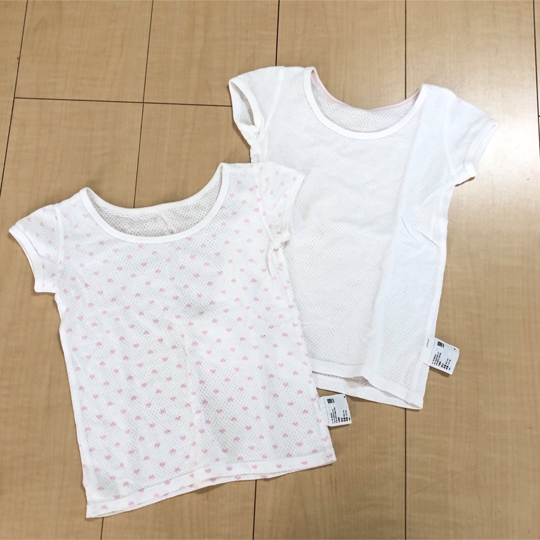 UNIQLO(ユニクロ)の半袖4枚　袖なし3枚 キッズ/ベビー/マタニティのキッズ服女の子用(90cm~)(下着)の商品写真