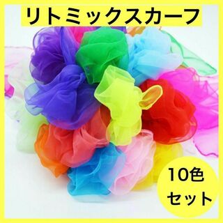 リトミックスカーフ 10色 オーガンジー シフォン 知育 教材 レインボー 原色(知育玩具)