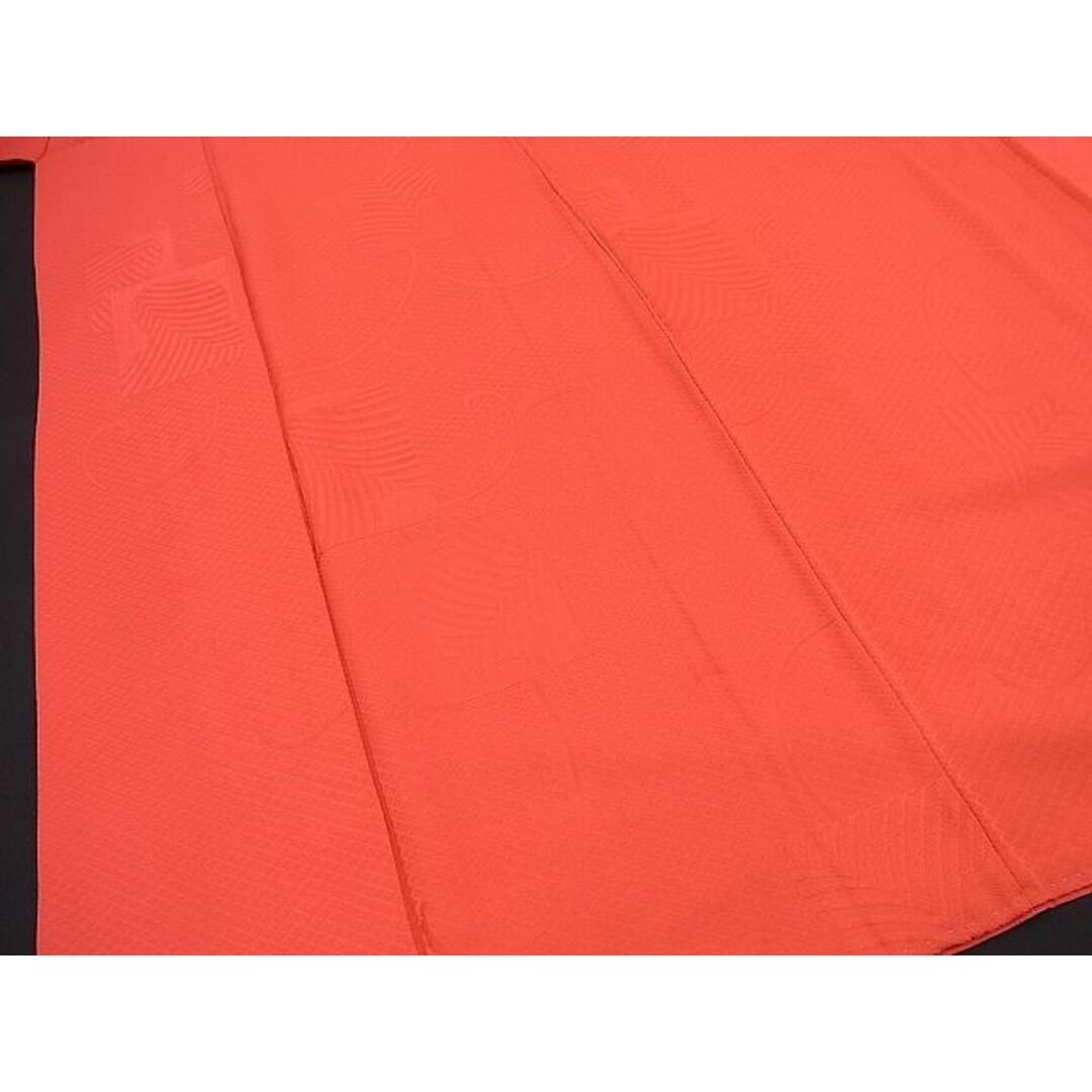 平和屋野田店■上質な色無地　色紙草葉地紋　紅緋色　逸品　n-pk5780 レディースの水着/浴衣(着物)の商品写真