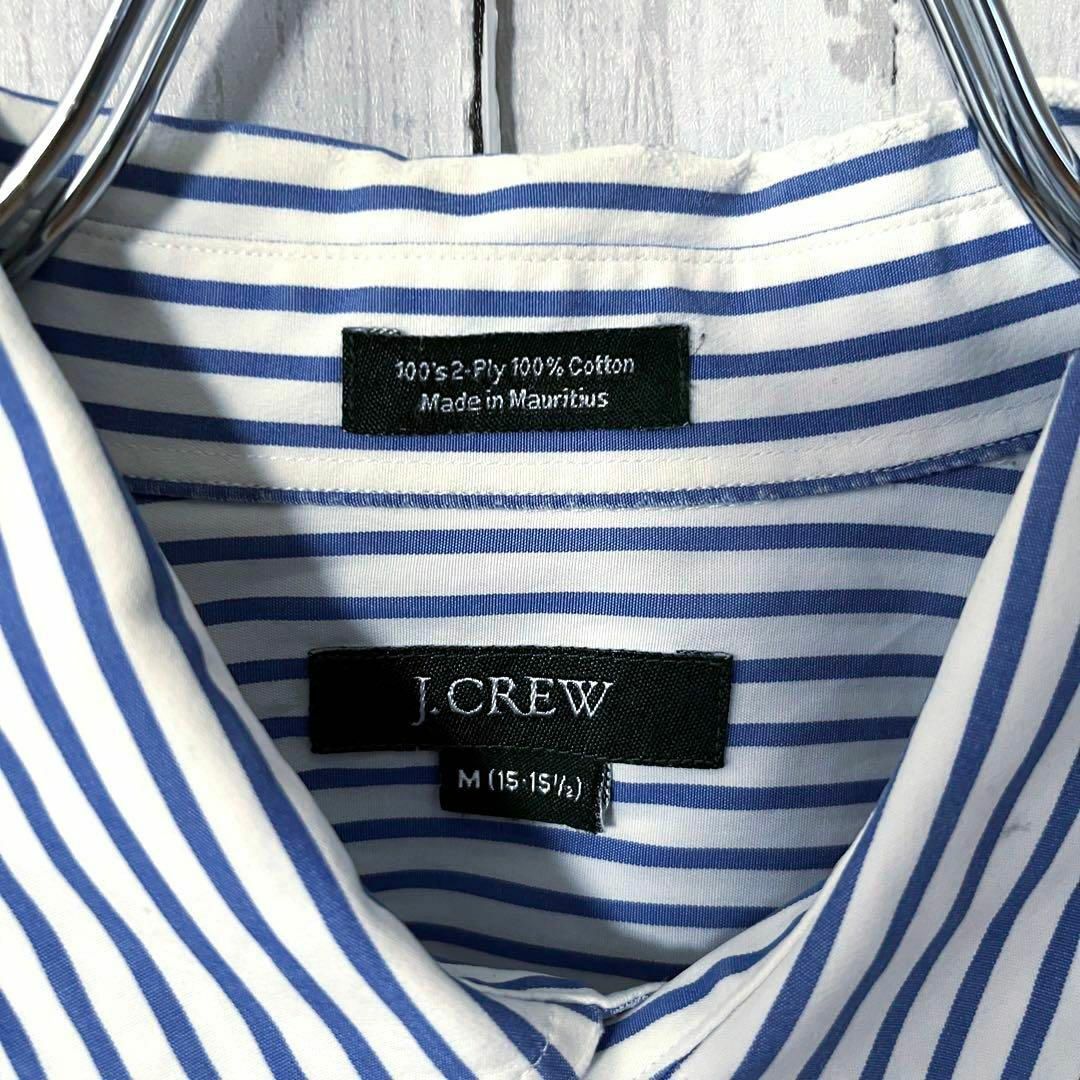 J.Crew(ジェイクルー)のアメリカ古着J.CREW 長袖ブロードストライプBDシャツ　サイズM 白×ブルー メンズのトップス(シャツ)の商品写真