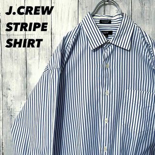 J.Crew - アメリカ古着J.CREW 長袖ブロードストライプBDシャツ　サイズM 白×ブルー