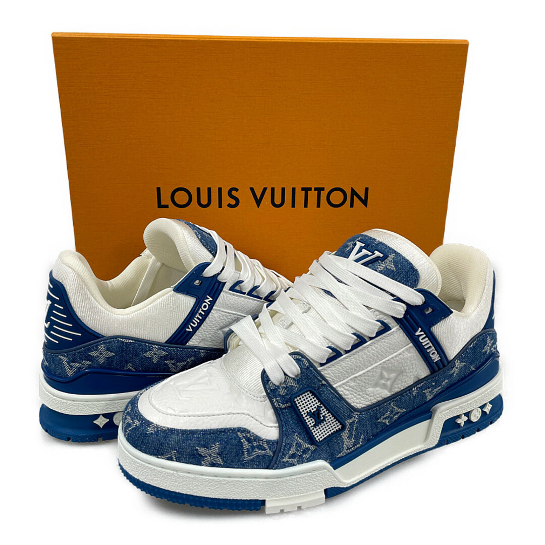 LOUIS VUITTON(ルイヴィトン)のLOUIS VUITTON ルイ・ヴィトン LVトレイナーライン モノグラム デニム シューズ スニーカー 白×青 サイズ7.5=26~26.5cm 正規品 / 32693 メンズの靴/シューズ(スニーカー)の商品写真