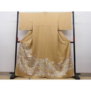 平和屋野田店■豪華色留袖　鬘帯菱天井扇面飛鶴花文　金彩　逸品　n-hj8926(着物)