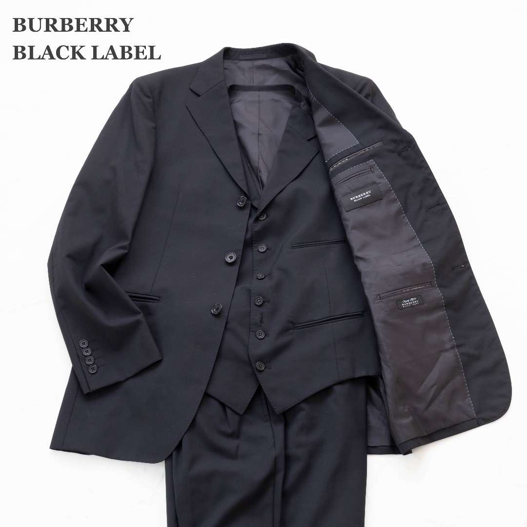 BURBERRY BLACK LABEL(バーバリーブラックレーベル)の【BURBERRY BLACK LABEL】3ピース　super120　XL メンズのスーツ(セットアップ)の商品写真