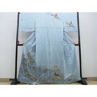 平和屋野田店■訪問着　駒刺繍　風景花文　暈し染め　金彩　逸品　n-kg6014(着物)