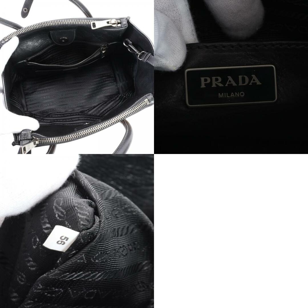 PRADA(プラダ)のプラダ ギャランティ付 B2625M レザー 2WAY ショルダーバッグ 斜め掛け ハンド トート ブラック ブラウン レディース EEM U15-9 レディースのバッグ(ショルダーバッグ)の商品写真