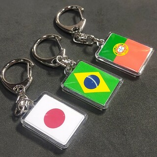 ◆３点セット◆ 日本 ブラジル ポルトガル キーホルダー 国旗(キーホルダー/ストラップ)