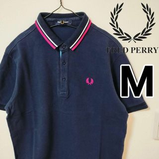 フレッドペリー(FRED PERRY)のFRED PERRY ネイビー 半袖 ポロシャツ フレッドペリー メンズM(ポロシャツ)