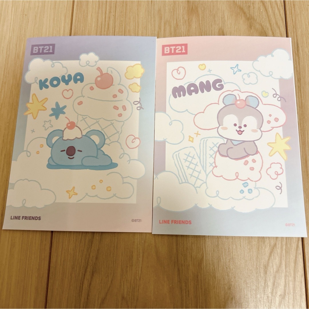 BT21(ビーティーイシビル)の新品！BT21＊ランダムブロマイド on the cloud KOYA&MANG エンタメ/ホビーのおもちゃ/ぬいぐるみ(キャラクターグッズ)の商品写真