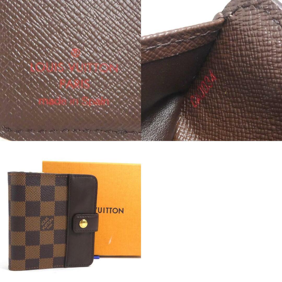 LOUIS VUITTON(ルイヴィトン)のルイ ヴィトン LOUIS VUITTON 二つ折り財布 ダミエ コンパクトジップ ダミエキャンバス エベヌ ユニセックス N61668 送料無料【中古】 a0301 レディースのファッション小物(財布)の商品写真