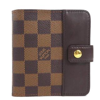 ルイヴィトン(LOUIS VUITTON)のルイ ヴィトン LOUIS VUITTON 二つ折り財布 ダミエ コンパクトジップ ダミエキャンバス エベヌ ユニセックス N61668 送料無料【中古】 a0301(財布)