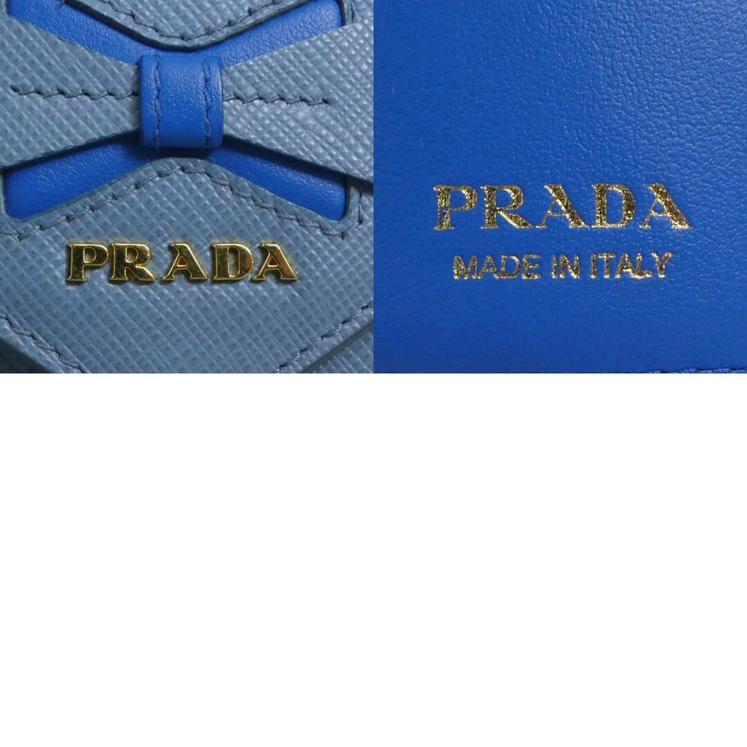 PRADA(プラダ)のプラダ PRADA 三つ折り財布 レザー ライトブルー レディース 送料無料【中古】 a0302 レディースのファッション小物(財布)の商品写真