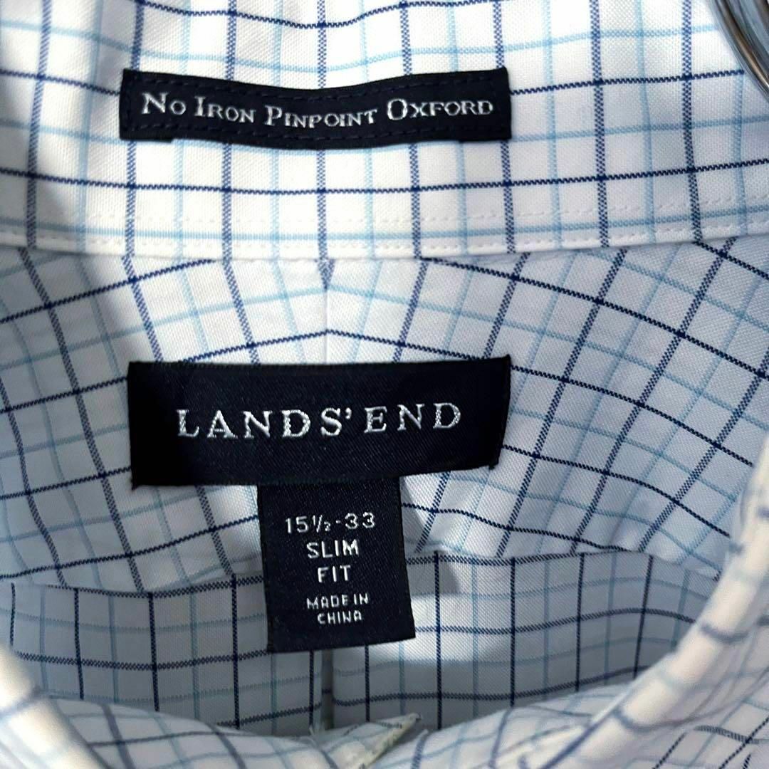 LANDS’END(ランズエンド)のUS古着　LANDS'END ランズエンド　ブロードチェック柄BDシャツM相当 メンズのトップス(シャツ)の商品写真