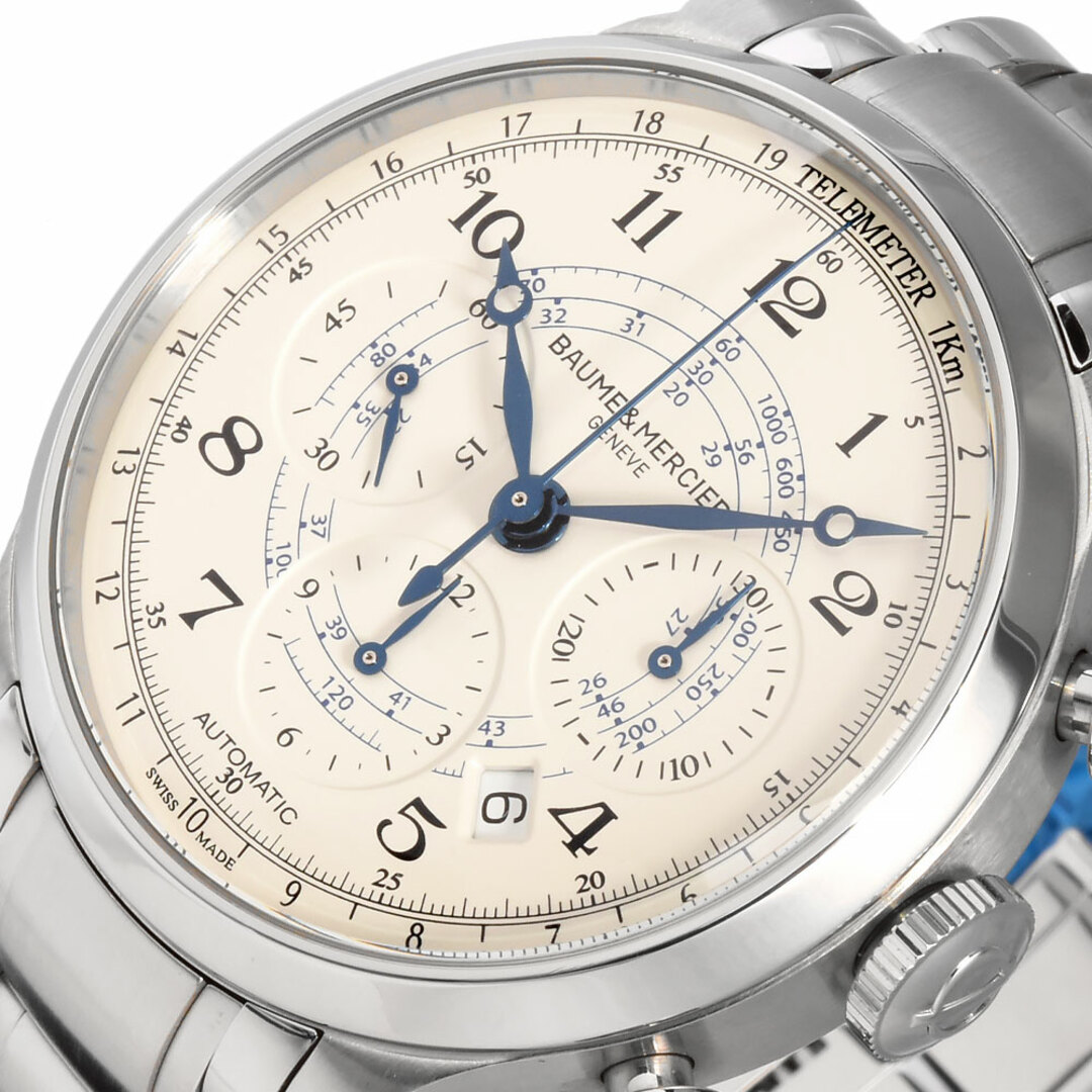 BAUME&MERCIER(ボームエメルシエ)のボーム＆メルシェ Baume & Mercier ケープランド クロノグラフ 日本限定130本 BMMOA10357 SS 腕時計 メンズ ホワイト文字盤【中古】 メンズの時計(腕時計(アナログ))の商品写真