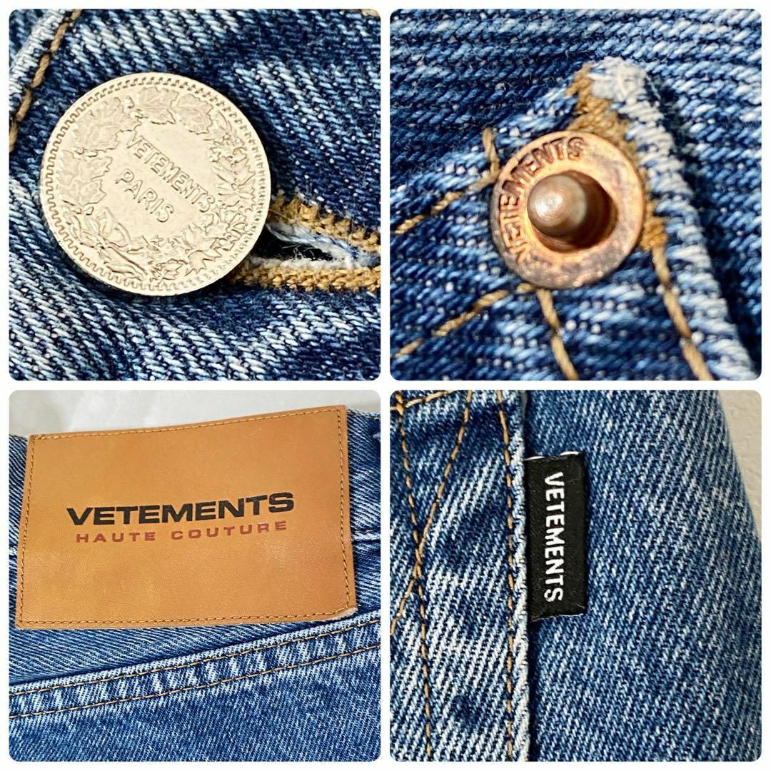 VETEMENTS(ヴェトモン)のヴェトモン　スワロフスキーロゴデニム　ストレート　XS(30インチ程度) メンズのパンツ(デニム/ジーンズ)の商品写真