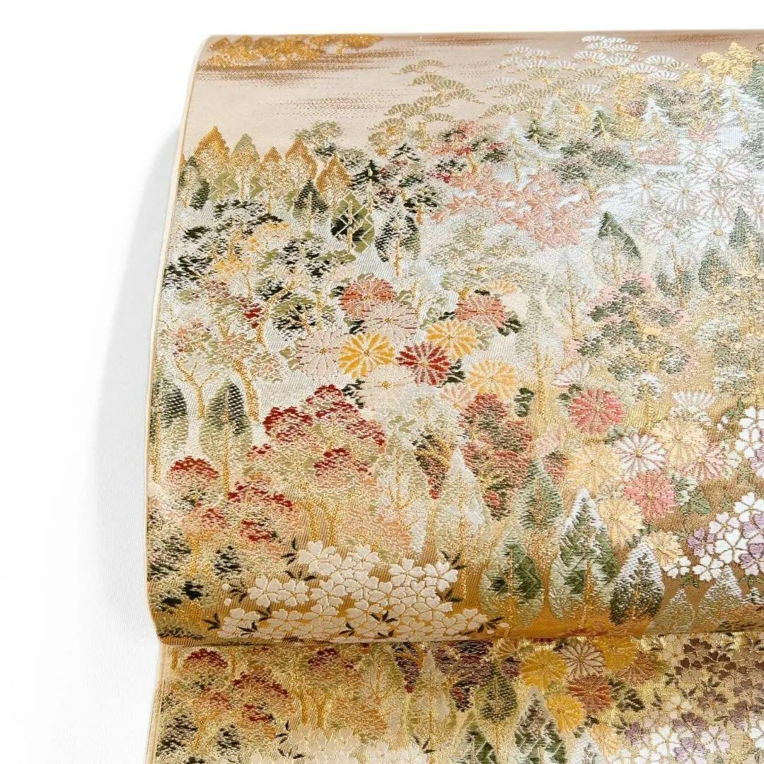 菊花　松　木々模様　金糸　袋帯　着物　025w レディースの水着/浴衣(その他)の商品写真