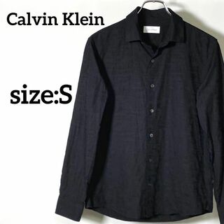 Calvin Klein - カルバンクライン　ジャガードシャドー迷彩シャツ　カモ柄　長袖　ブラック　S