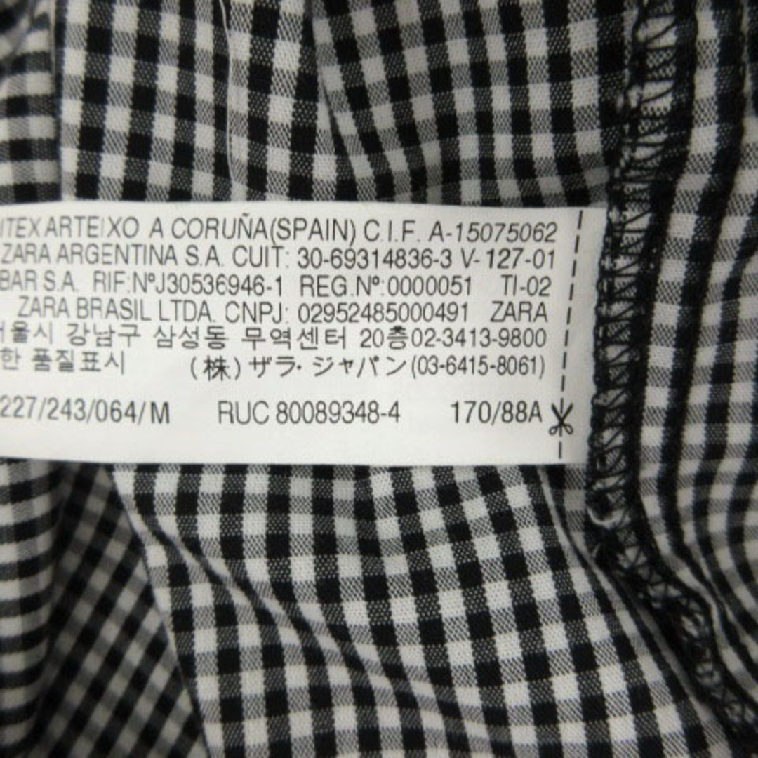 ZARA(ザラ)のZARA カットソー 七分袖 ボリュームスリーブ ギンガムチェック 黒 白 M レディースのトップス(その他)の商品写真