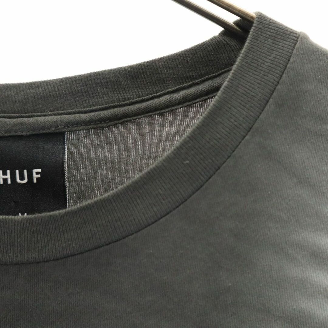 HUF(ハフ)のハフ バックプリント 半袖 Tシャツ M グレー系 HUF メンズ 古着 【240328】 メール便可 メンズのトップス(Tシャツ/カットソー(半袖/袖なし))の商品写真