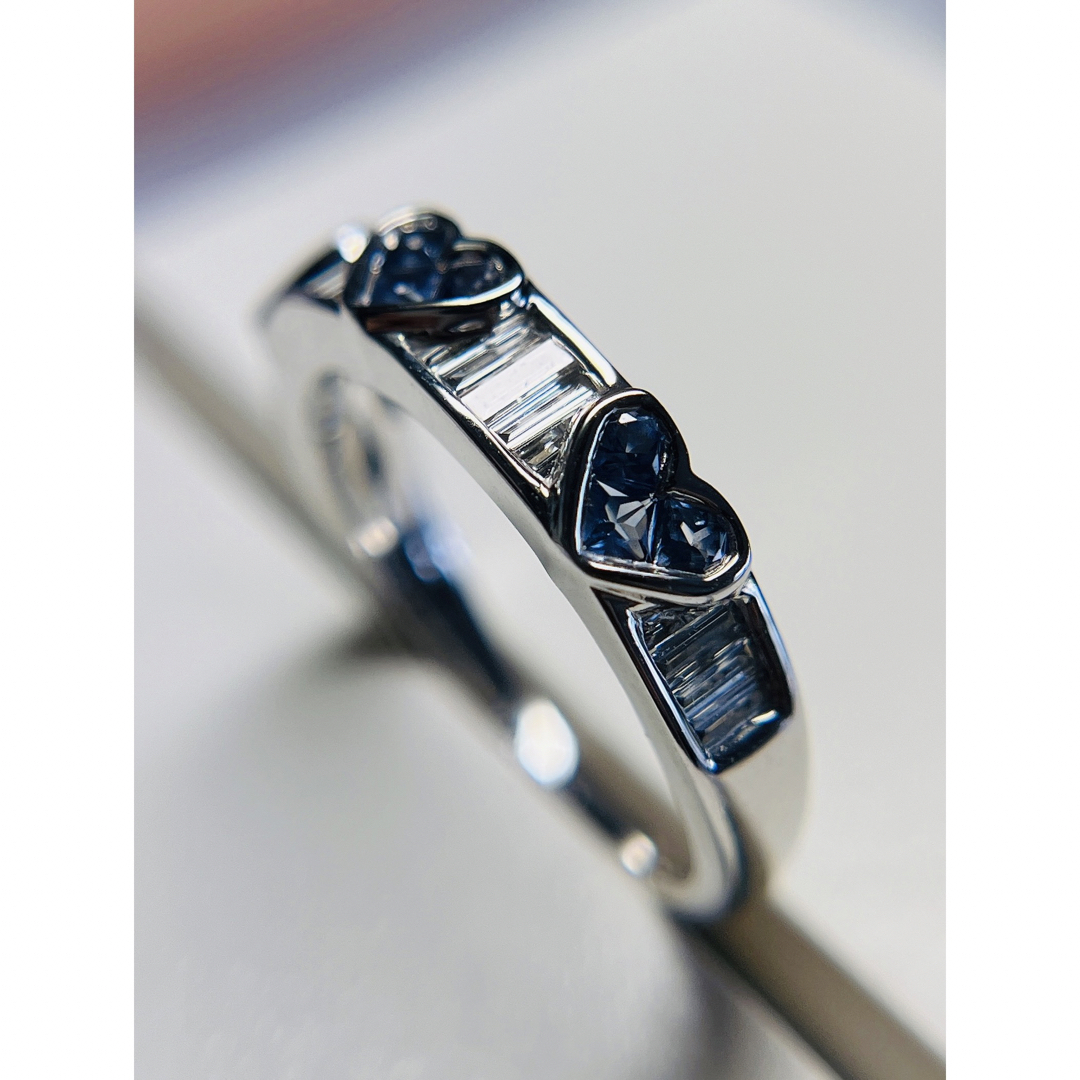 [新品同様]K18WGホワイトゴールド天然ダイヤモンドサファイアリング指輪日本製 レディースのアクセサリー(リング(指輪))の商品写真