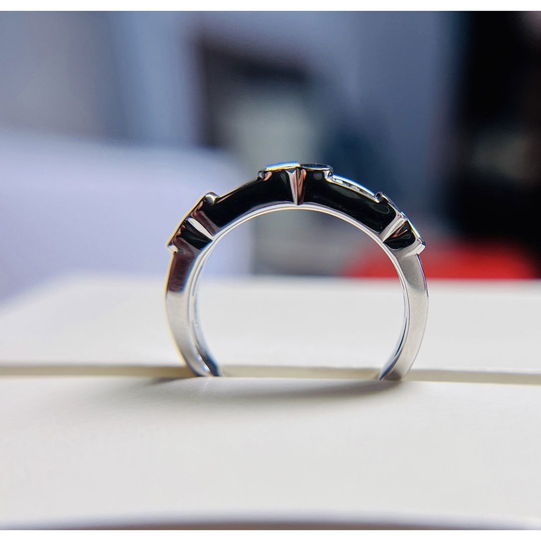 [新品同様]K18WGホワイトゴールド天然ダイヤモンドサファイアリング指輪日本製 レディースのアクセサリー(リング(指輪))の商品写真
