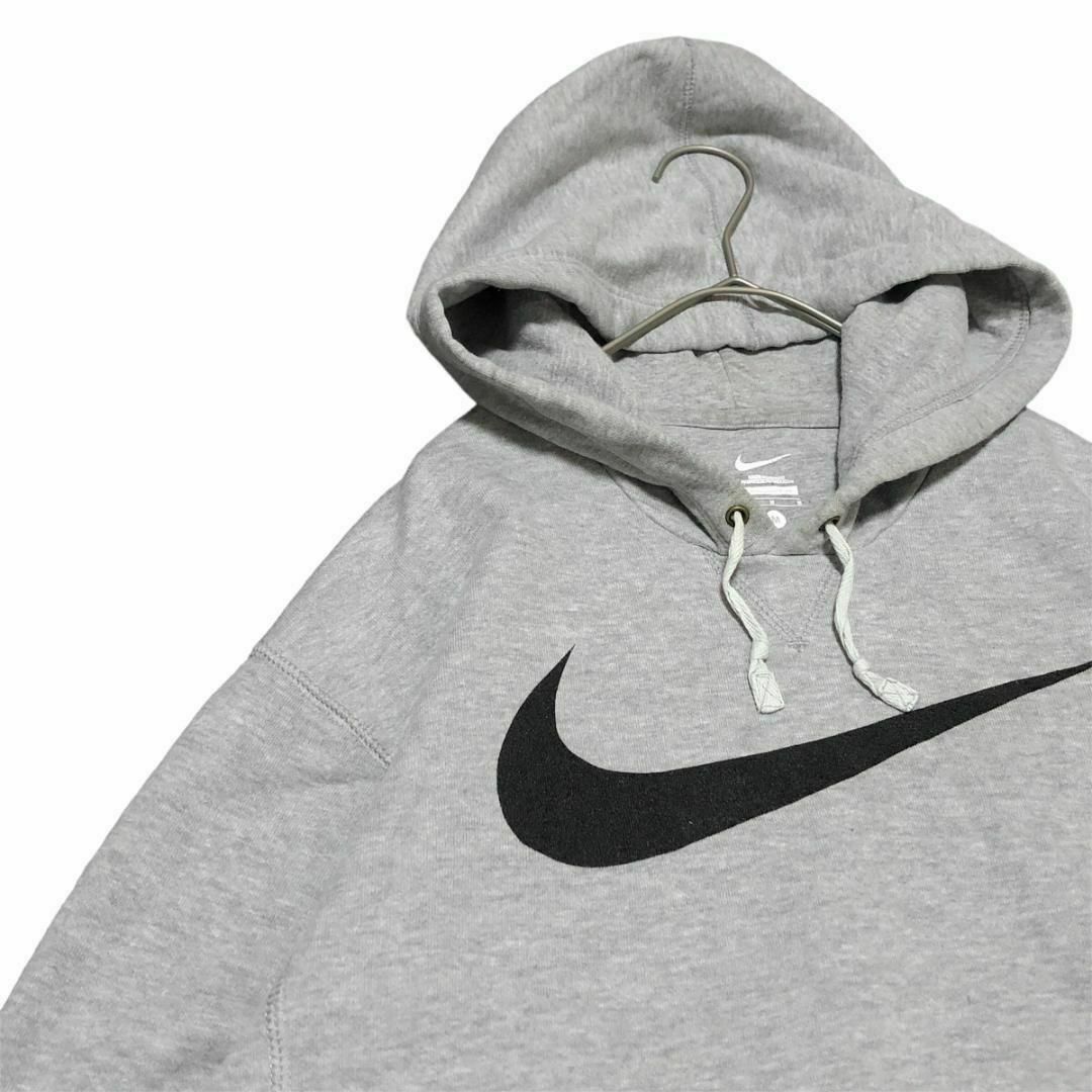 NIKE(ナイキ)のメキシコ製 NIKE スウェットパーカー ビッグスウッシュ グレー e96① メンズのトップス(パーカー)の商品写真