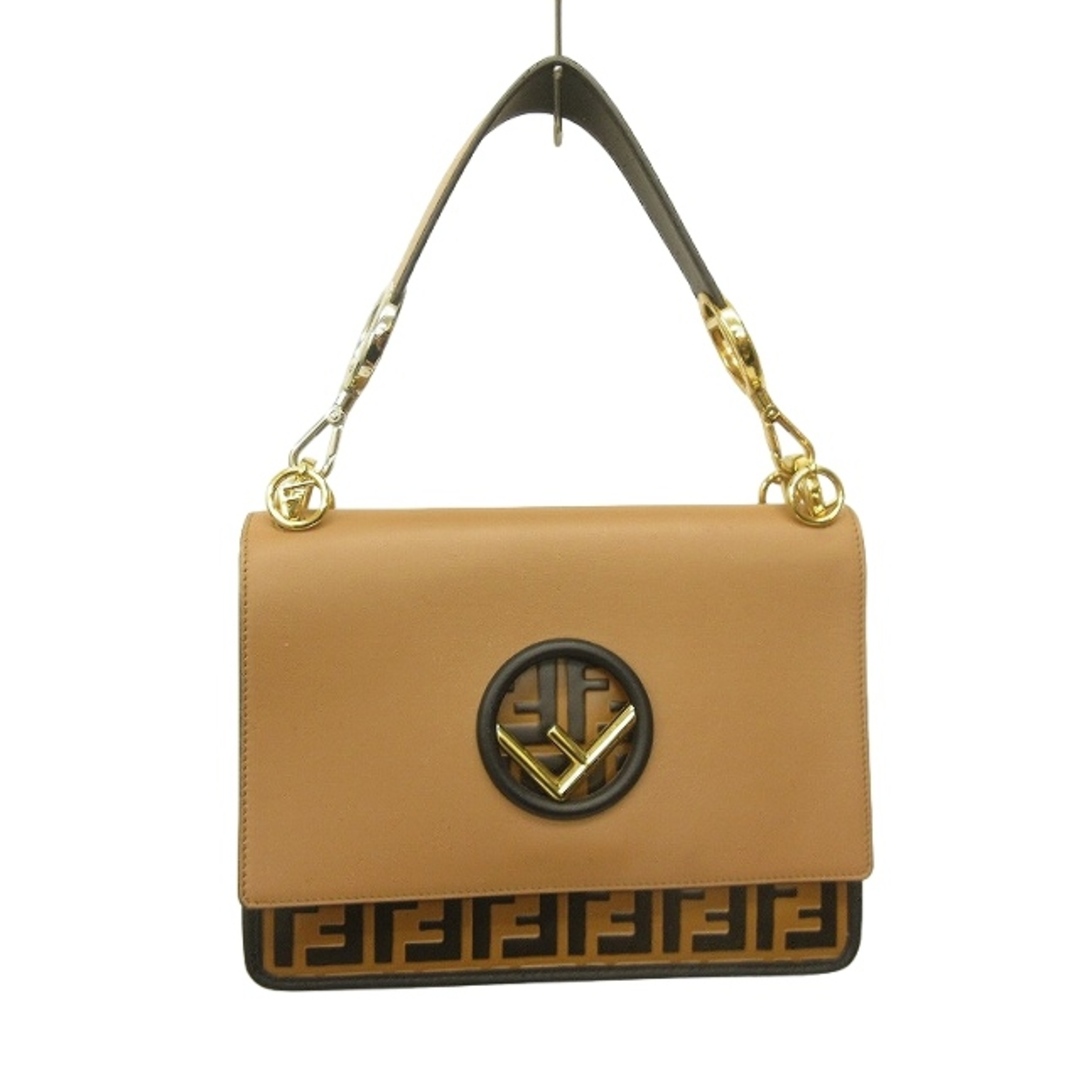 FENDI(フェンディ)のFENDI ハンドバッグ ショルダーバッグ 斜め掛け レザー ズッカ柄 ロゴ レディースのバッグ(ハンドバッグ)の商品写真