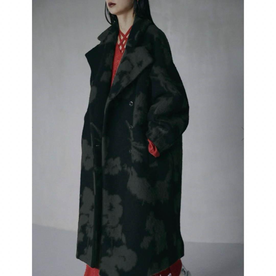 Ameri VINTAGE(アメリヴィンテージ)のAMERI  UND SHADOW FLOWER WOOL COAT Sサイズ レディースのジャケット/アウター(ロングコート)の商品写真