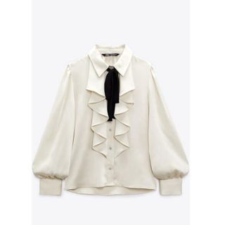 ザラ(ZARA)のZARA リボン　サテン　ブラウス(シャツ/ブラウス(長袖/七分))