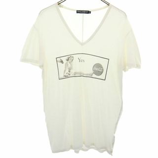 ドルチェアンドガッバーナ(DOLCE&GABBANA)のドルチェアンドガッバーナ イタリア製 半袖 Vネック Tシャツ 44 アイボリー DOLCE&GABBANA メンズ 古着 【240328】 メール便可(Tシャツ/カットソー(半袖/袖なし))