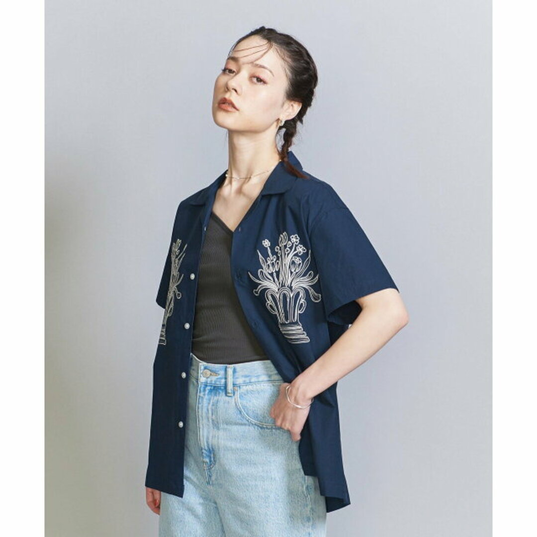 BEAUTY&YOUTH UNITED ARROWS(ビューティアンドユースユナイテッドアローズ)の【NAVY】【M】<WAVE UNION>エンブロイダリー シャツ レディースのトップス(シャツ/ブラウス(長袖/七分))の商品写真